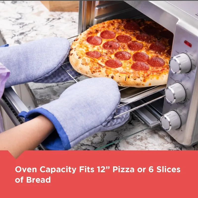 BLACK+DECKER Crisp 'N Bake Air Fryer Countertop Convection Toaster Oven, Large Capacity, 6-Slice, Fits 12” Pizza, 60-Min Timer
