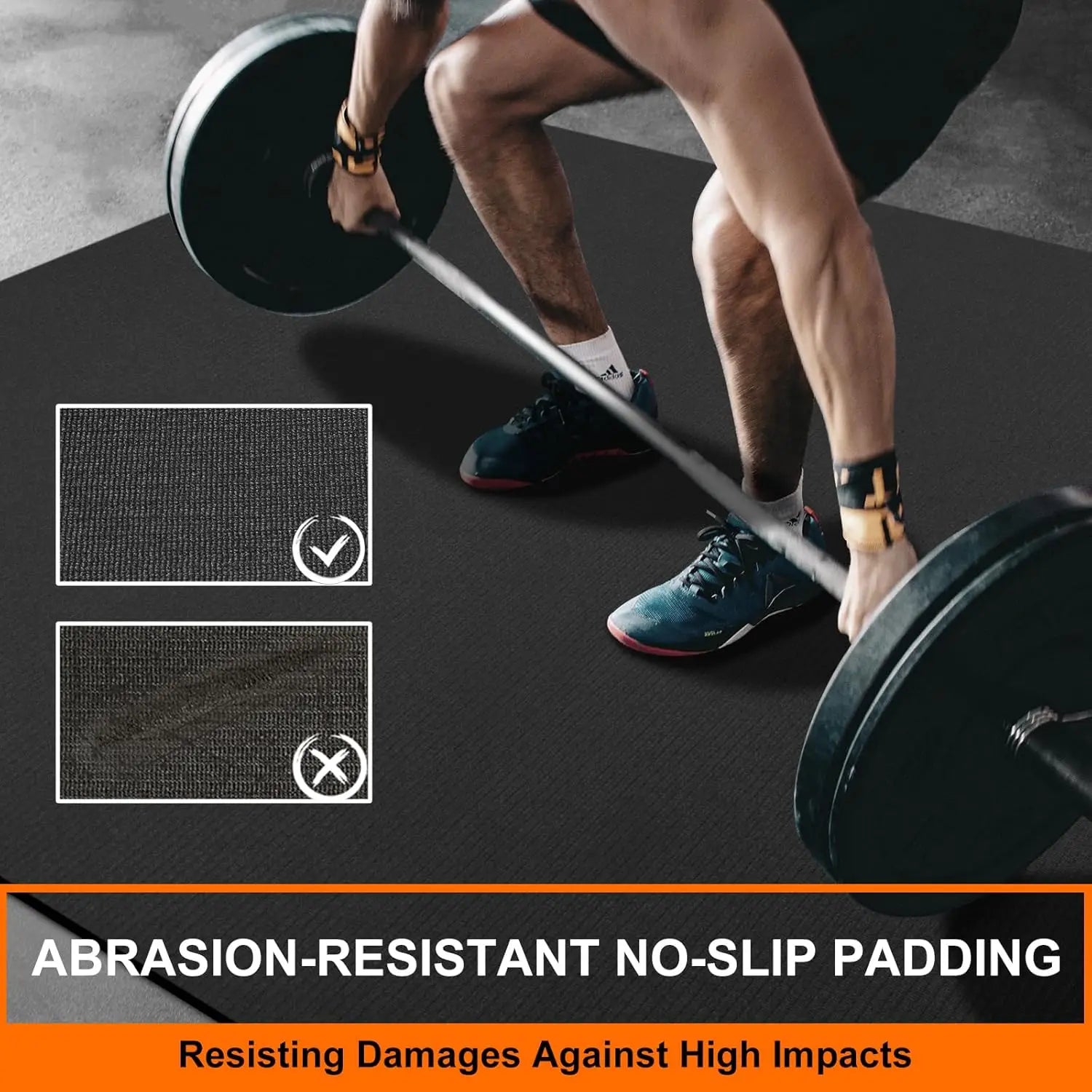Large 6x4ft Gym Floor Mat - Shock-Absorbent, Non-Slip Workout Mat for Weightlifting, Yoga & Cardio