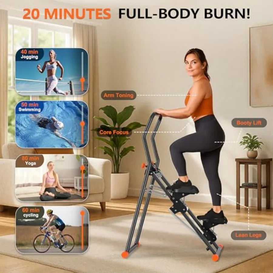 Stair Stepper for Home Gym, 3-Level Adjustable Resistance Vertical Climber Machine, Full-Body Cardio Workout Equipment with Adju