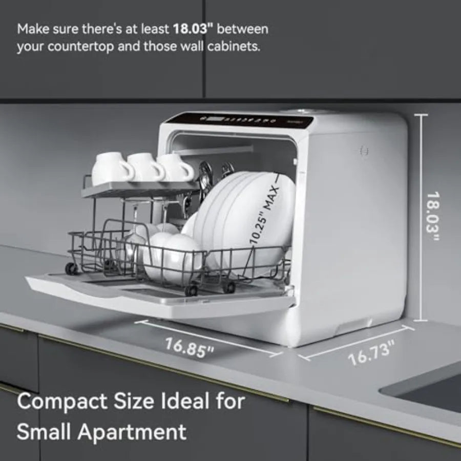 Countertop Dishwasher 5 Washing Programs Portable Dishwasher With 5-Liter Built-in Water Tank For Glass Door