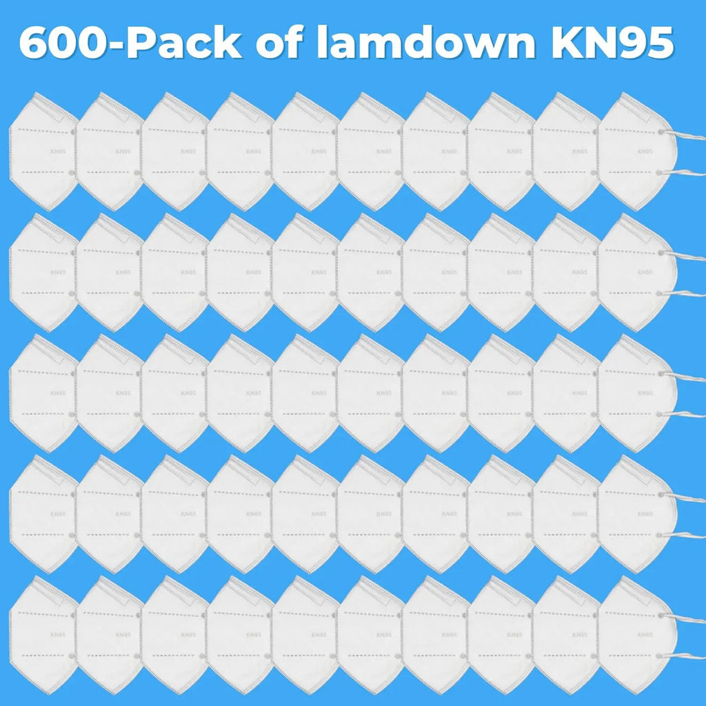 600-Pack KN95 Face Masks, Individually Wrapped, Premium Disposable Dust Mask in White