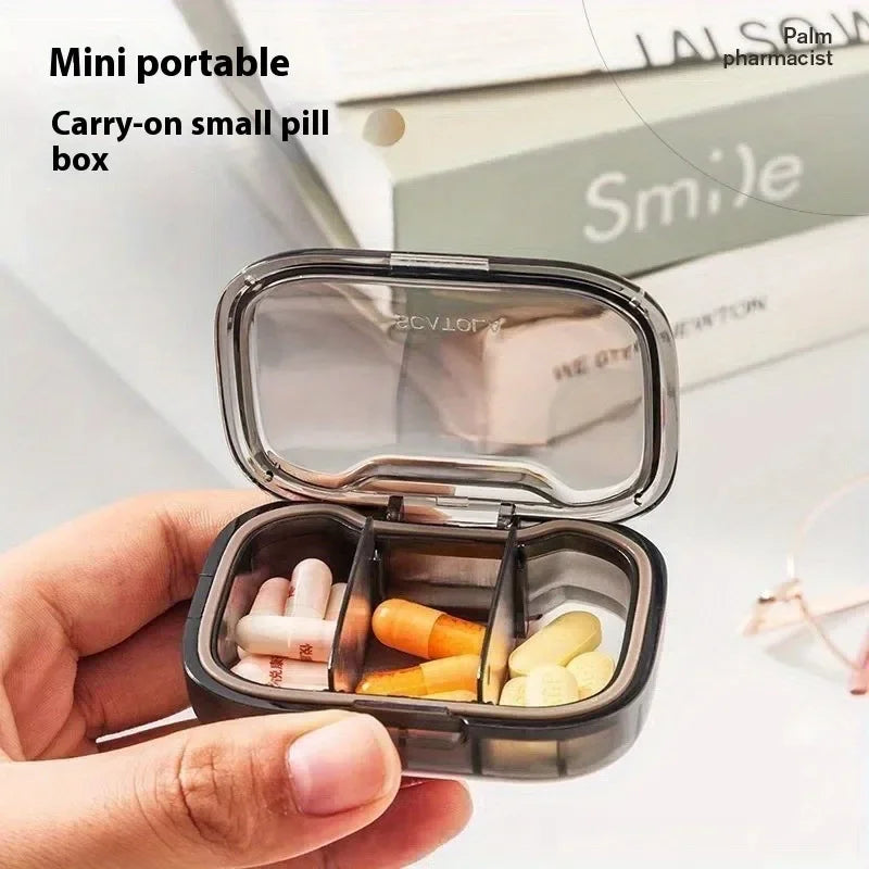 Portable mini pill box with week/day separation - dust-proof pill storage box, durable plastic finishing box, suitable for work