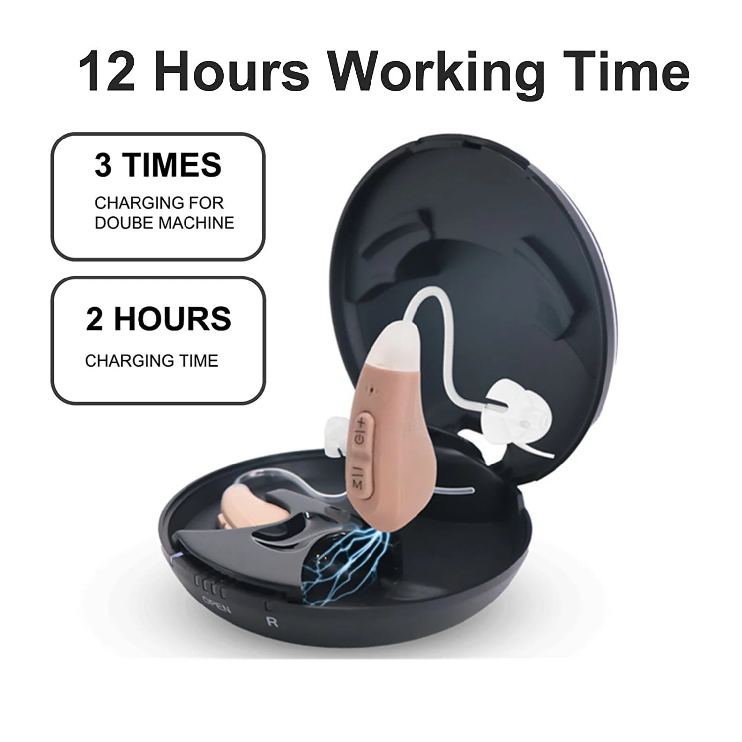 JINGHAO JH-D59C Digital Hearing Amplifier w/ Adaptive ANC, 12H Battery, Portable Charging Case, Noise Reduction - Enhanced Heari