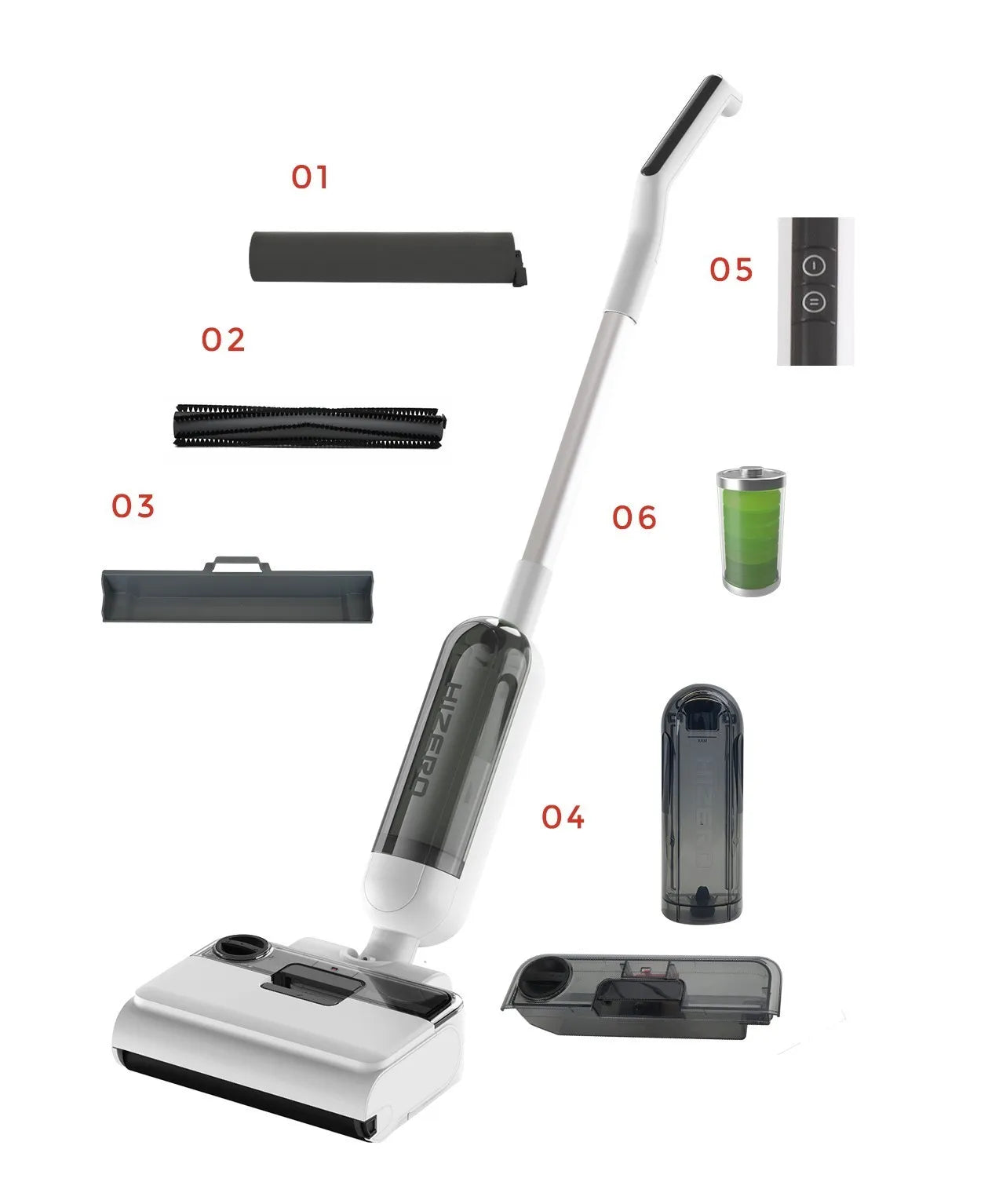 Hizero F100 Cordless Hard Floor Cleaner Upright Wet Dry Electric Mop White