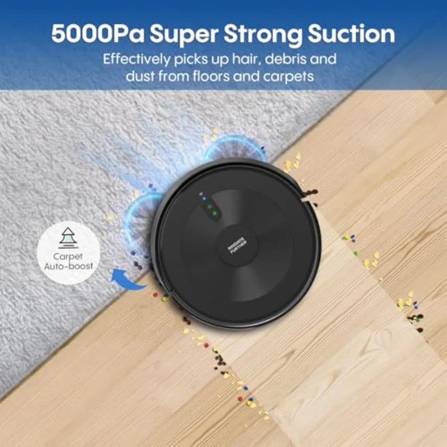 Robot Vacuum and Mop 5000Pa 3-in-1 Robotic Vacuum with Intelligent Navigation Alexa APP Control Schedule Cleaning Slim Quiet Ha