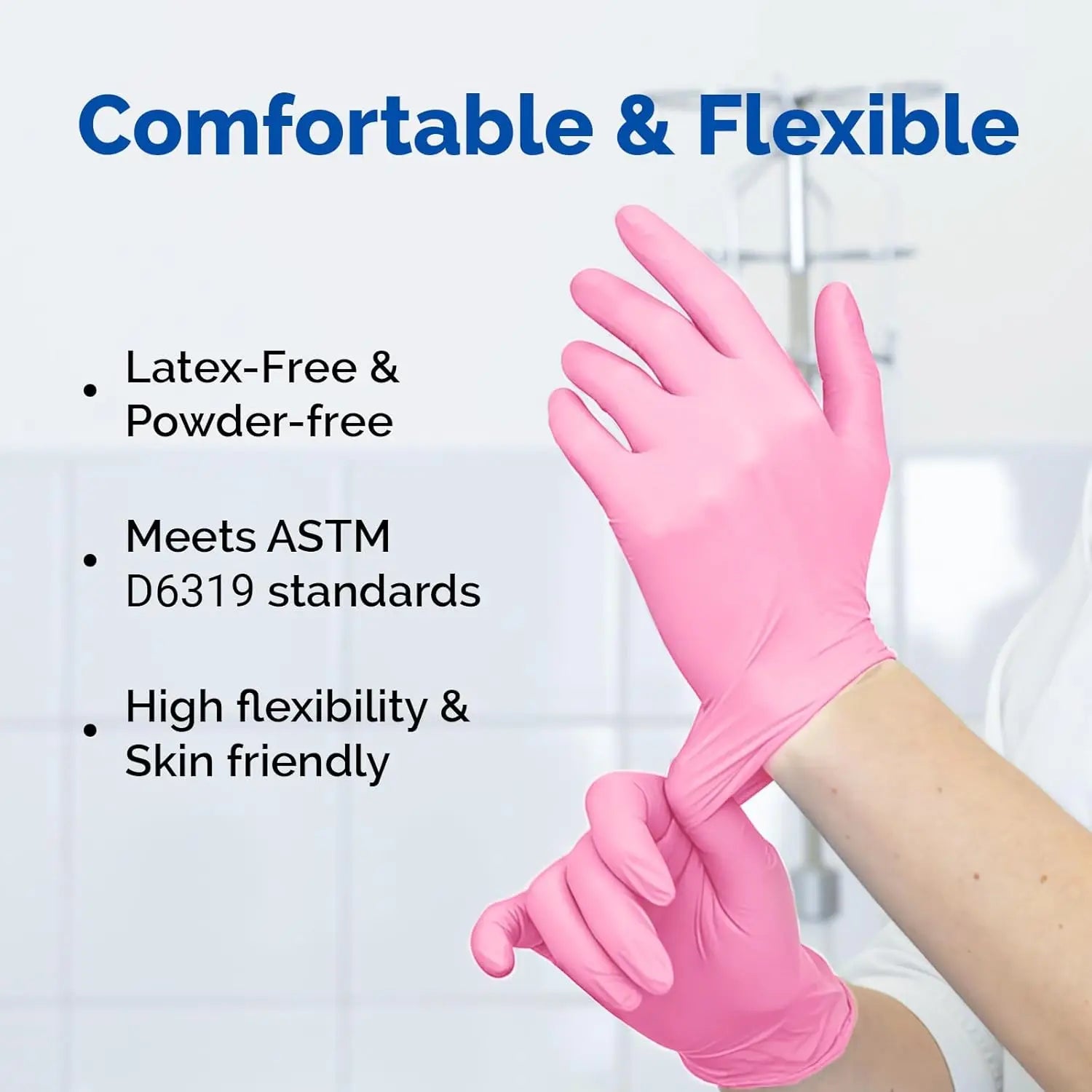 200 Nitrile Exam Gloves, 3.5Mil, Powder-Free Latex-Free Disposable Non-Sterile Protective Gloves, 1200/2000/4000 Count