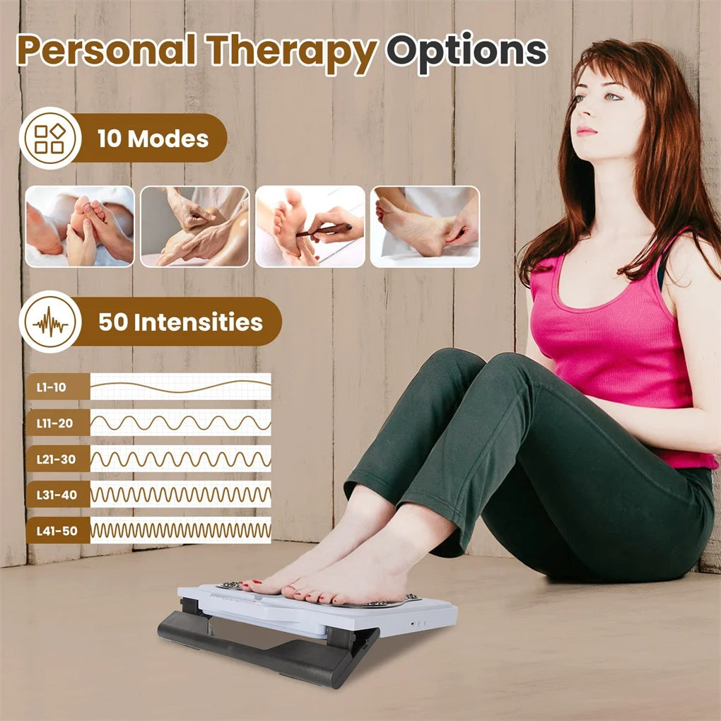 TENS & EMS Foot Massager with 10 Modes & 50 Intensity Levels - Electric Foot Stimulator for Neuropathy, Plantar Fasciitis & Pain