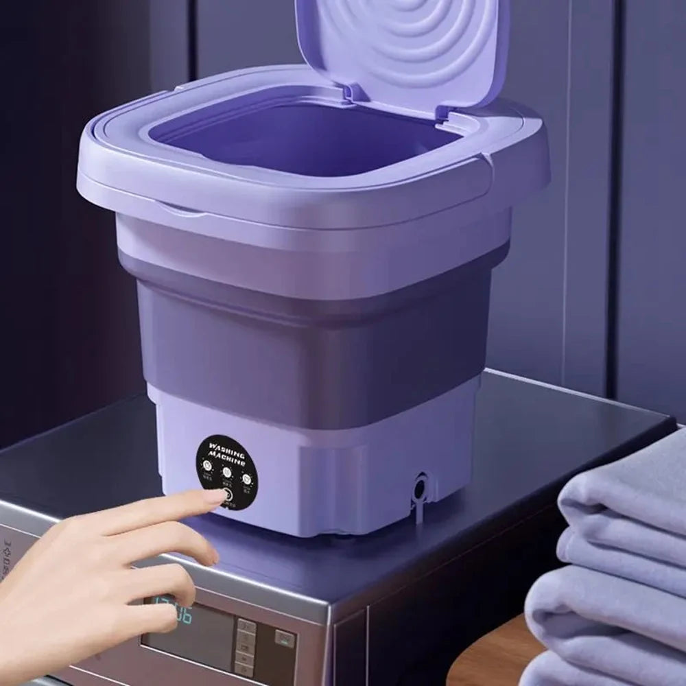 8L Small Folding Washing Machine Portable Mini Laundry Bucket Deep Cleaning Machine Space-saving Classified Washer for Underwear