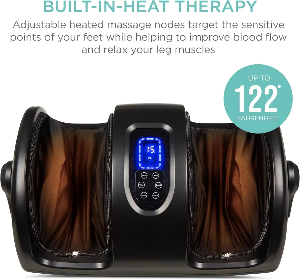 Heated Shiatsu Foot Massager for Pain Relief, Plantar Fasciitis & Neuropathy - Compact Black Design