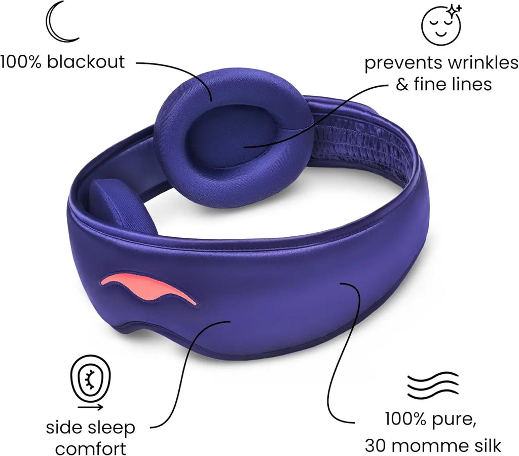 Premium 22 Momme Silk Sleep Mask for Blackout Comfort, Breathable and Adjustable Fit in Purple