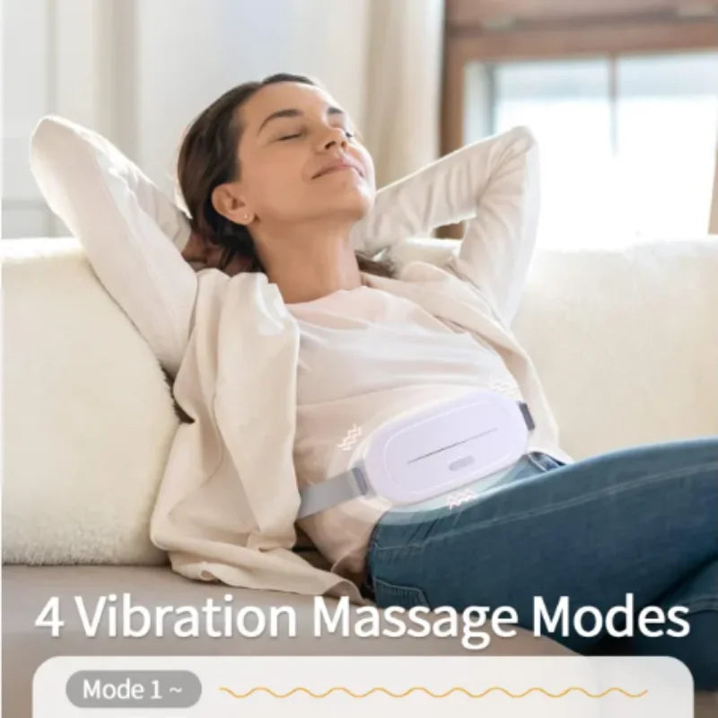 Portable Cordless Heating Pad for Cramps, Electric Waist Belt Device, Fast with 3 Heat Levels and Massage Modes, Back or Belly
