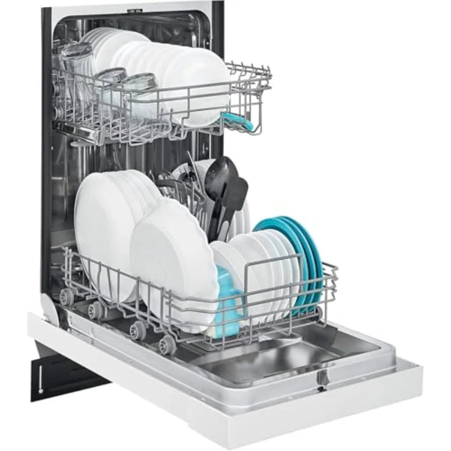18 Inch Dishwasher with 8 Place Settings 6 Washing Programs Stainless Steel Tub UL/Energy Star Certified White