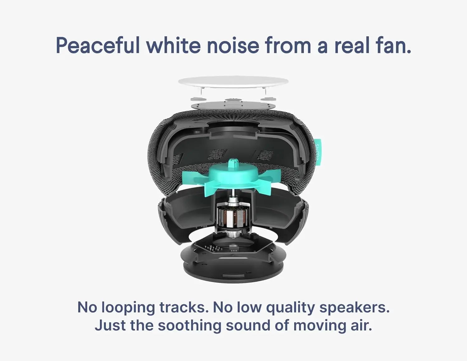Smart White Noise Machine with Real Fan - Non-Looping Sleep Aid for Adults, Travel, Bedroom & Baby Registry