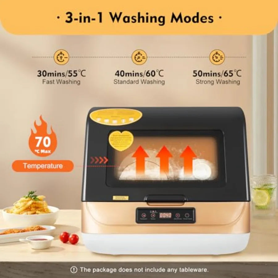 Portable Countertop Dishwasher 4 Washing Programs Mini Dishwasher 360 Rotating Spray Dish Washing Machine for Home rtments RV V