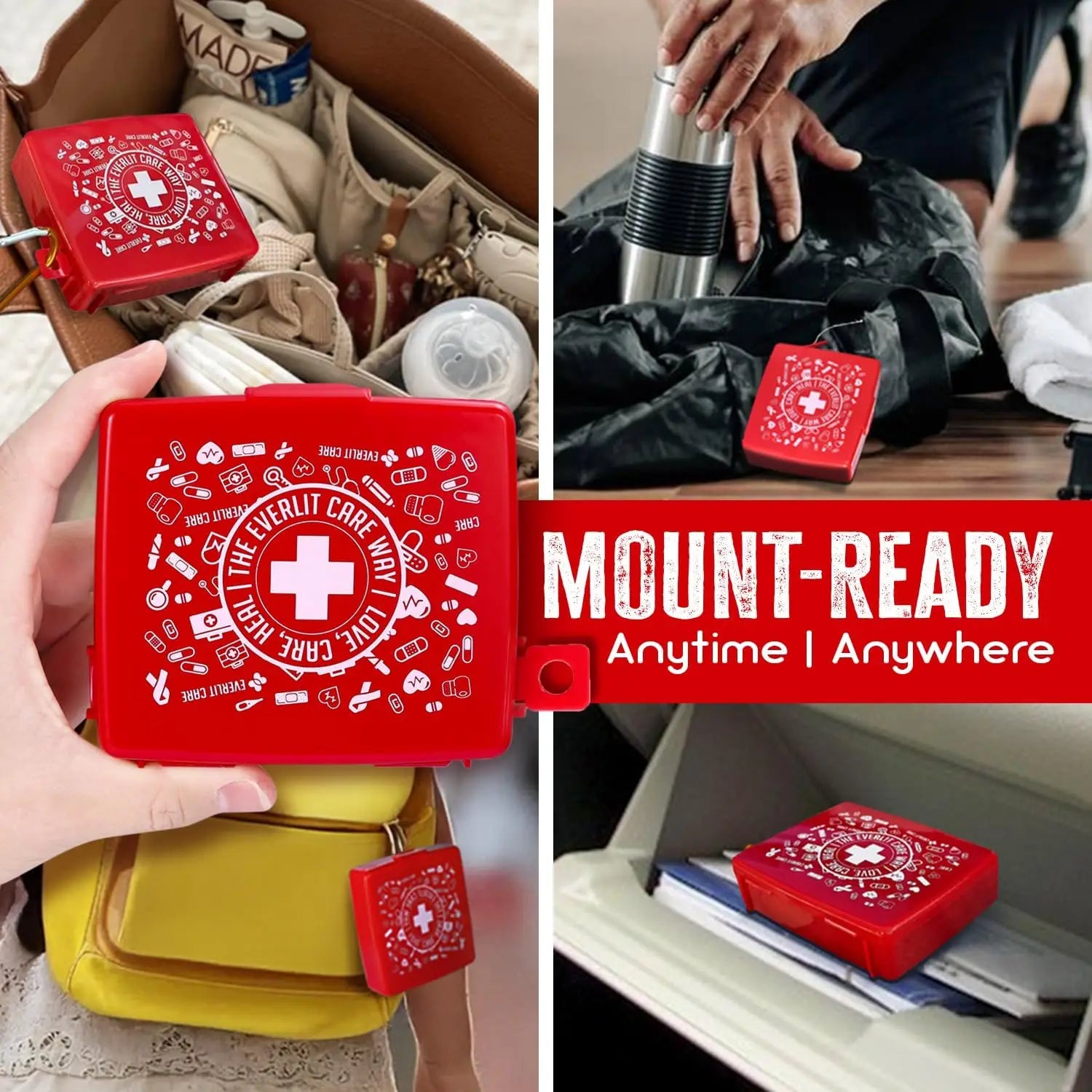 Mini First Aid Kit with 50 Items - Portable Hard Case for Travel, Camping, Home & Office (48 Packs)