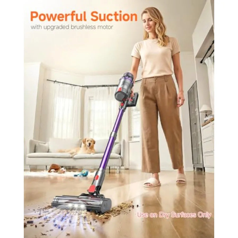Cordless Vacuum Cleaner Powerful Stick Vacuum with 70Mins Runtime and Touch Screen Self-Standing Anti-Tangle Vacuum Cleaners fo