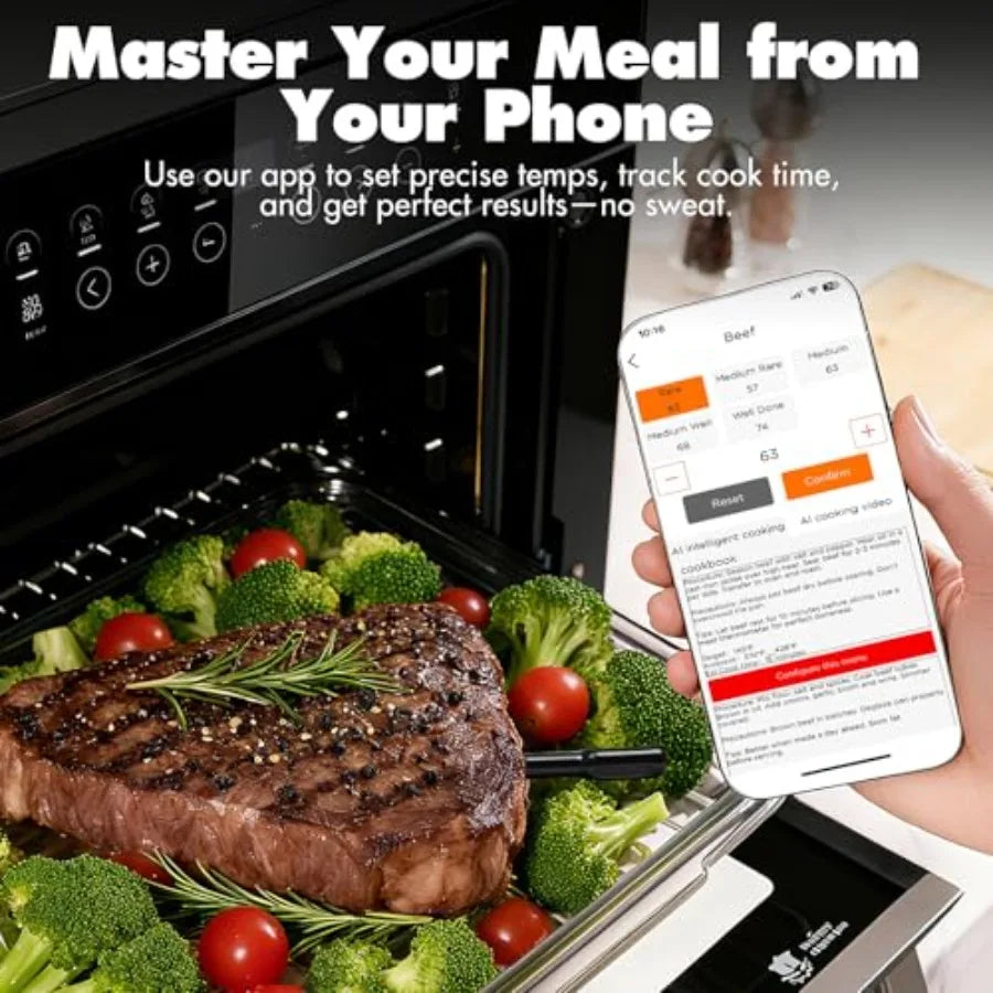 AI Meat Thermometer Wireless 500ft Long Range Smart Digital Bluetooth BBQ Thermometer for Grilling Smoker Oven Kitchen Cooking