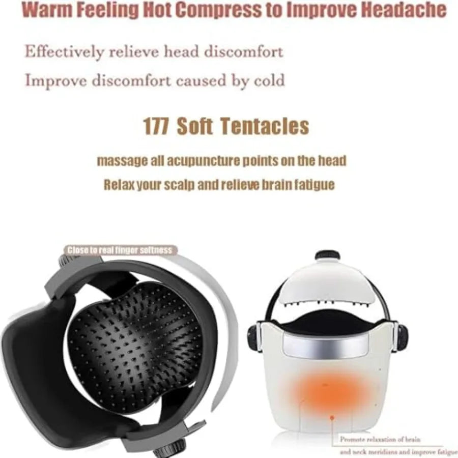 Electric Head Massager Helmet Cap with Air Compression for Eye Head Vibration Massage Relax Brain Acupuncture Points Stress Rel