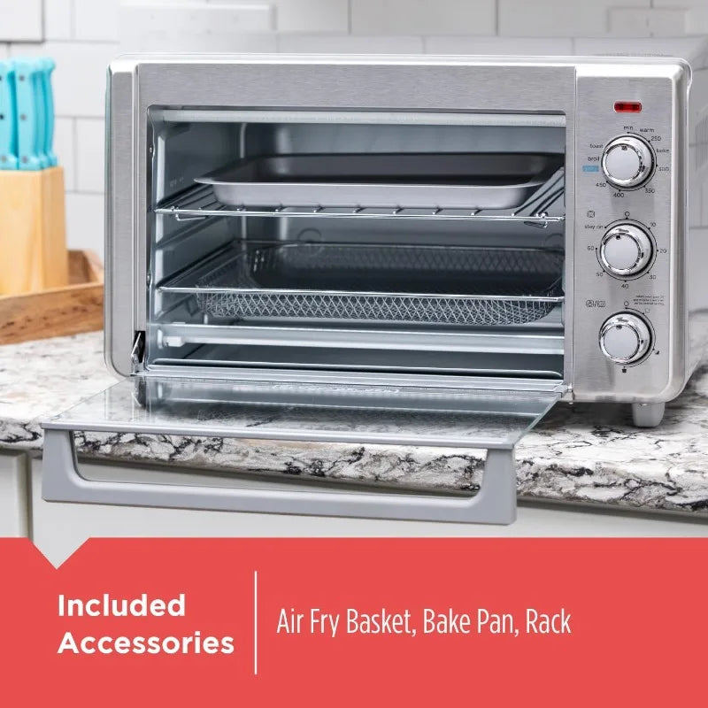 BLACK+DECKER Crisp 'N Bake Air Fryer Countertop Convection Toaster Oven, Large Capacity, 6-Slice, Fits 12” Pizza, 60-Min Timer