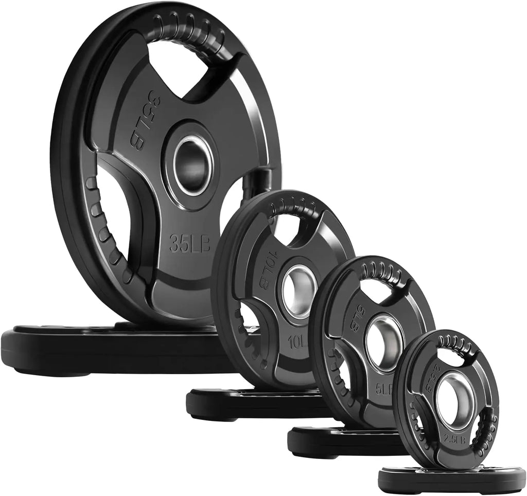 Rubber Grip Plates for Barbell, 2-Inch Weight Plates for Weightlifting and Strength Training in Home & Gym, 105 LB Set