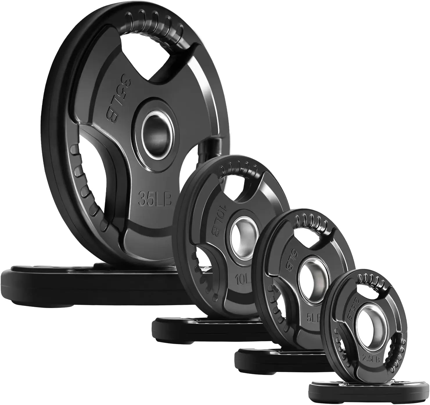 Rubber Grip Plates for Barbell, 2-Inch Weight Plates for Weightlifting and Strength Training in Home & Gym, 105 LB Set