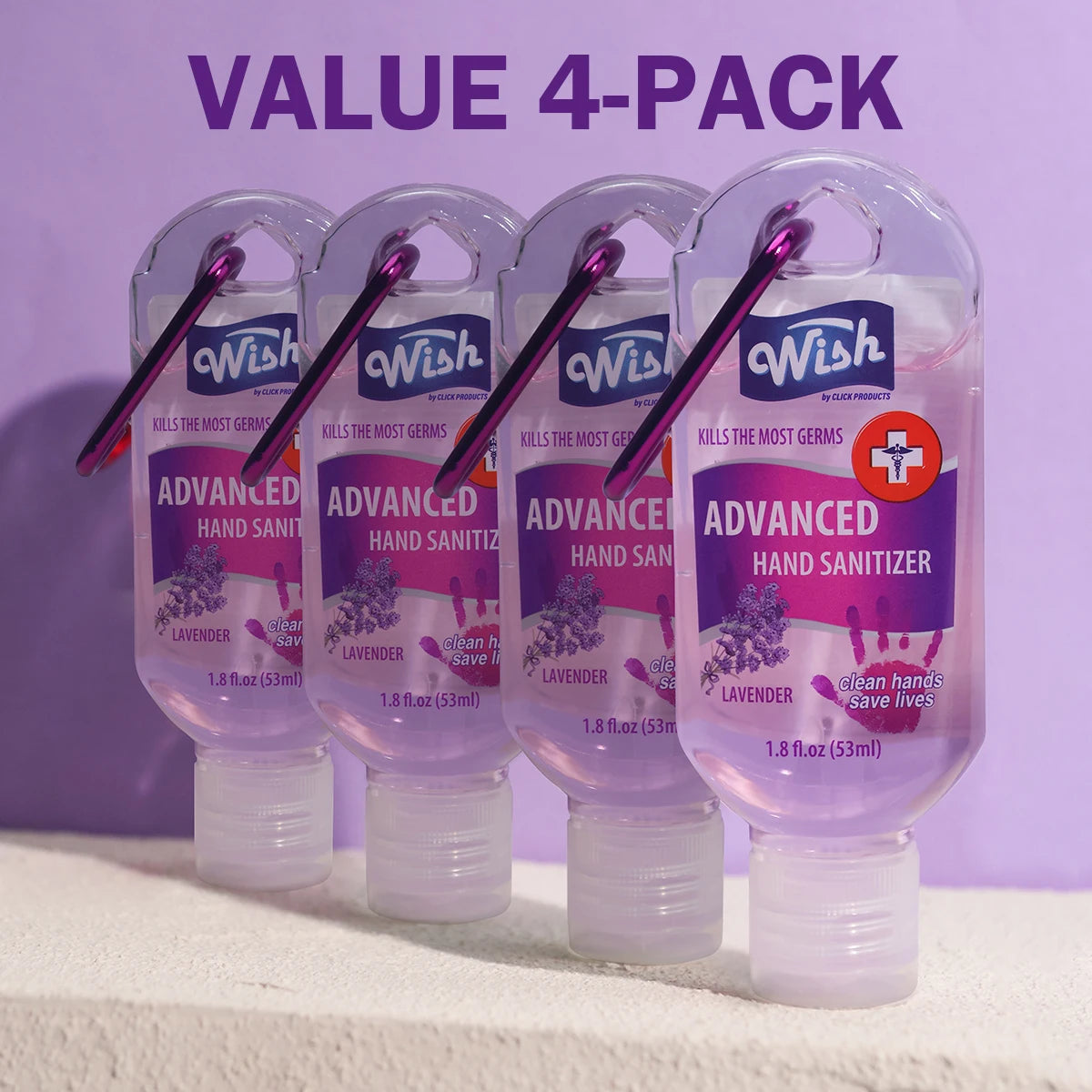 4-Pack Travel-Size Moisturizing Hand Sanitizer Gel (1.8oz each) | Rinse-Free & Formaldehyde-Free with Aloe Vera & Vitamin E | Fr