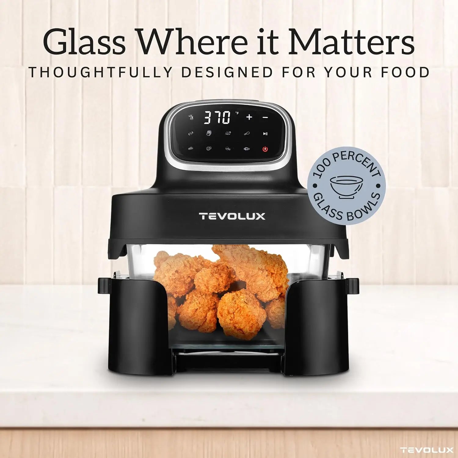 4-in-1 Portable Glass Air Fryer, 1500W with 6.3QT & 4.4QT Containers, Microwave Safe