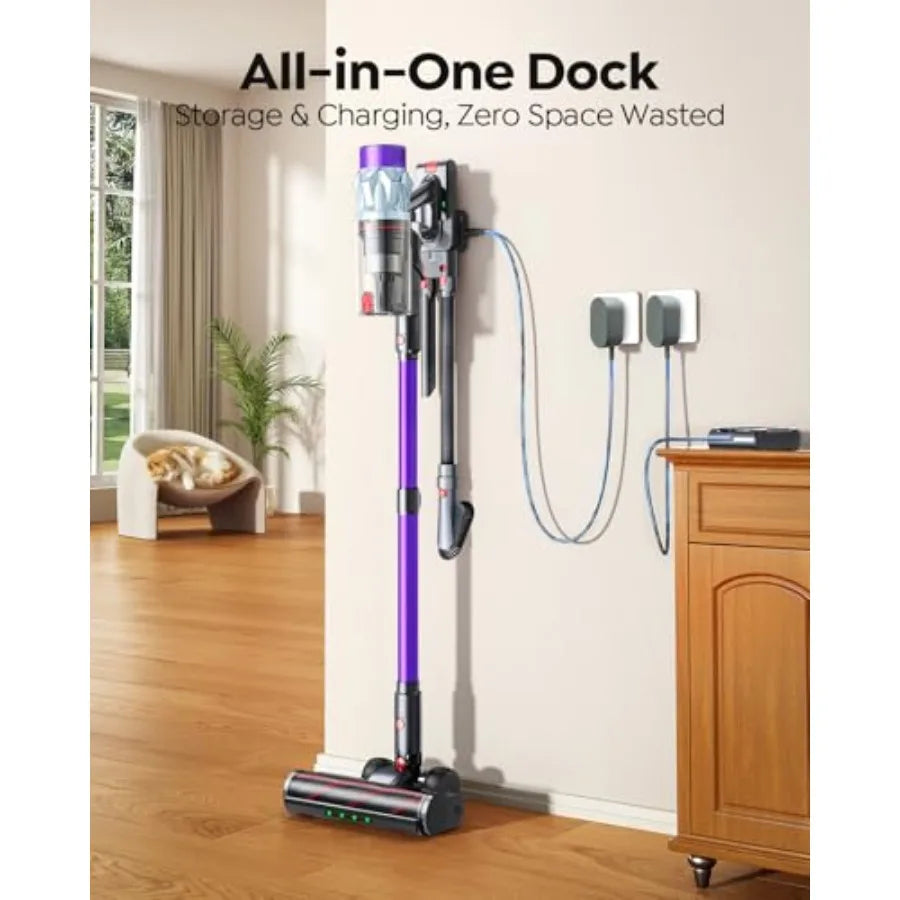 Cordless Vacuum Cleaner 70min 650W 55KPA Self-Standing for Home with 3.3Ft Hose Auto Mode Wall Mount Charging Stick Vacuums for
