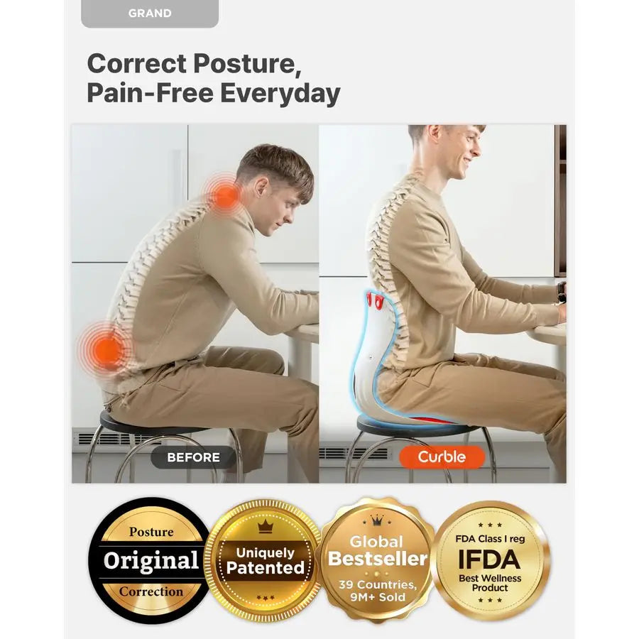 GRANDExtra Wide amp Sturdy Ergonomic Chair Back Support, Lumbar Support for Good Posture Correction and Back Pain Relief, Perfec