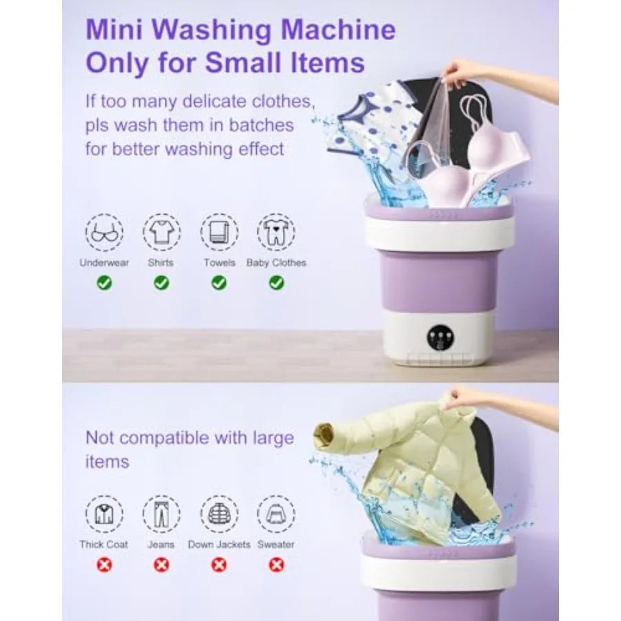 16L Portable Washing Machine Large Capacity Compact Laundry Machine of Underwear Baby Clothes Socks 3 Cleaning Modes Suitable f