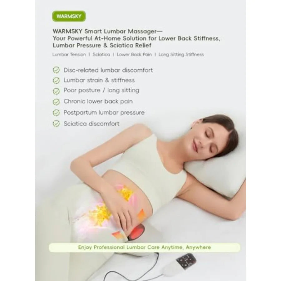 Smart Lower Back Massager with Soothing Warm Therapy and Air Traction Spinal Decompression Device for Sciatica Relief Lumbar Pr