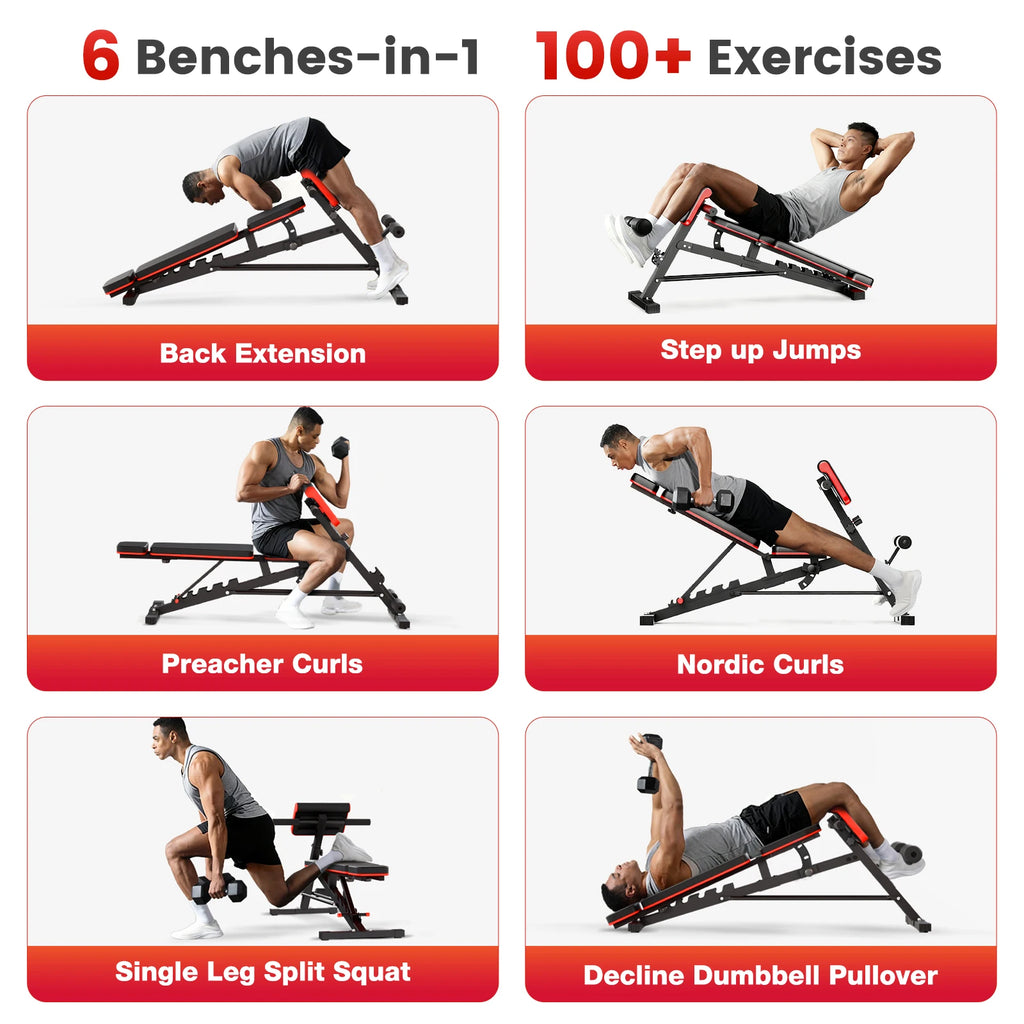 Dumbbell Bench Roman Chair Adjustable Foldable Training Weight Bench Weightlifting Exercise Abdominal Waist Fitness for Home Gym