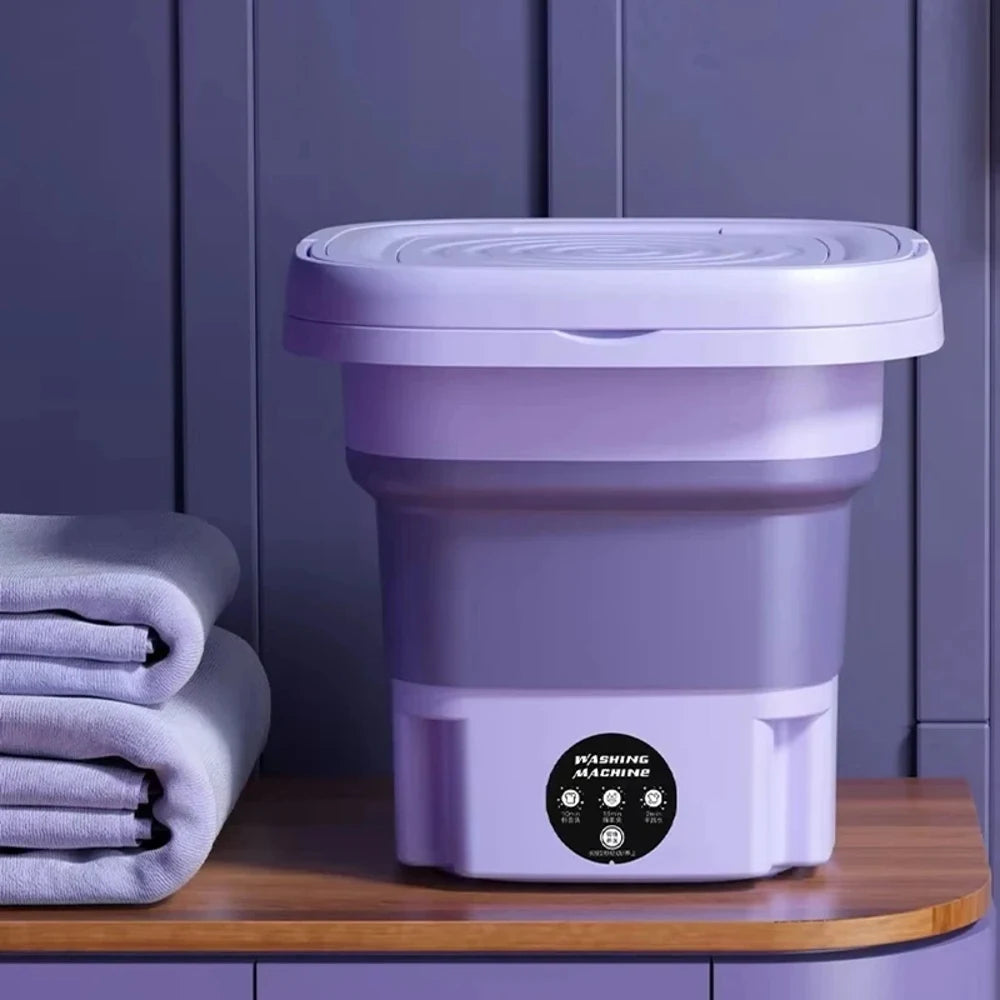 8L Small Folding Washing Machine Portable Mini Laundry Bucket Deep Cleaning Machine Space-saving Classified Washer for Underwear