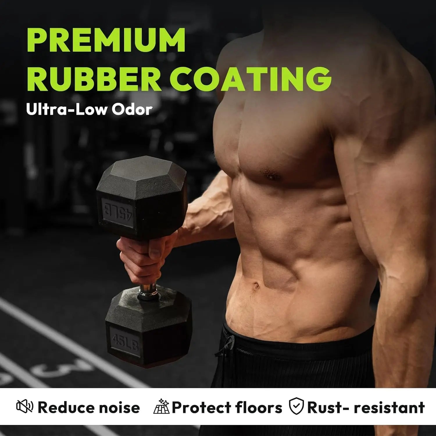 Hex Dumbbell Set for Home Gym, Rubber Encased, Strength Training