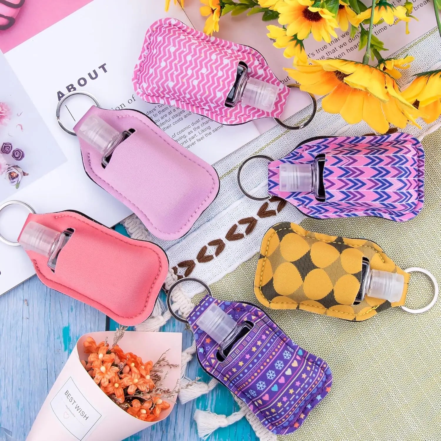 60-Piece Hand Sanitizer Holder Set with Clear Refillable Bottles for Keychain, Backpack, and Purse