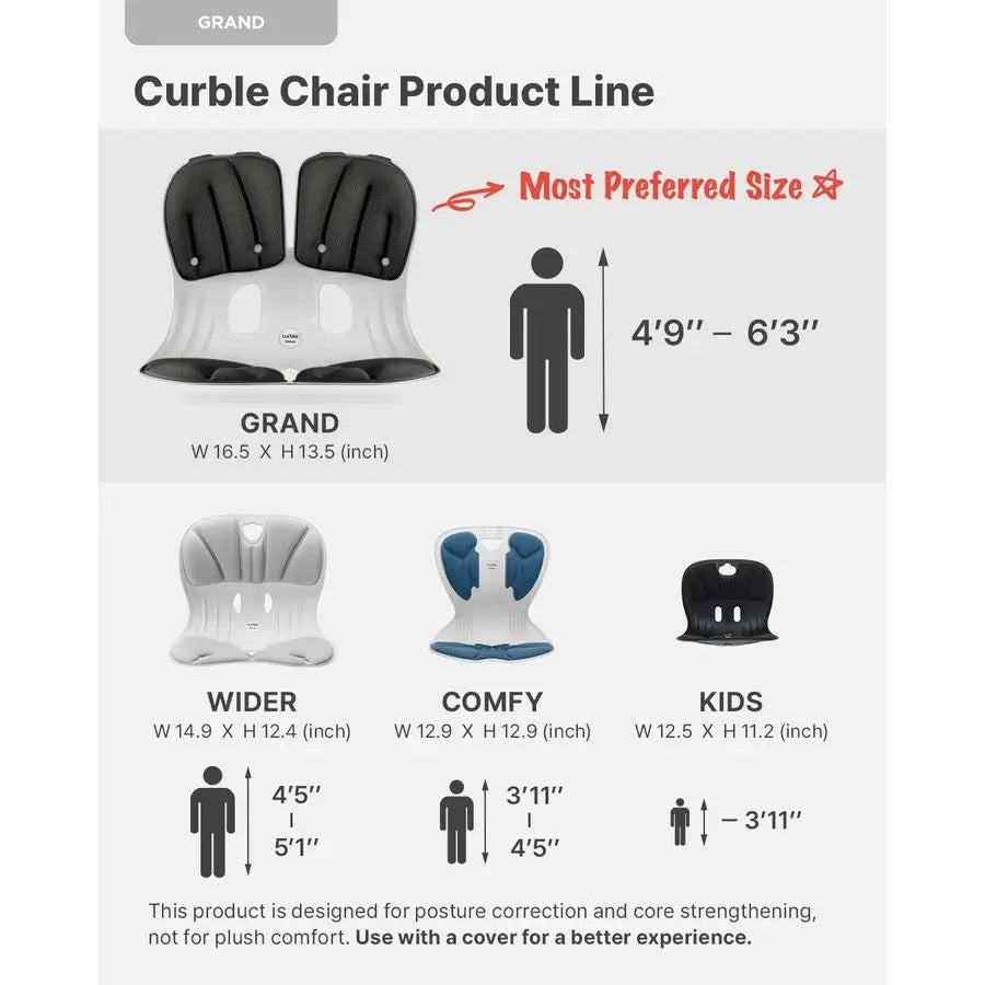 GRANDExtra Wide amp Sturdy Ergonomic Chair Back Support, Lumbar Support for Good Posture Correction and Back Pain Relief, Perfec