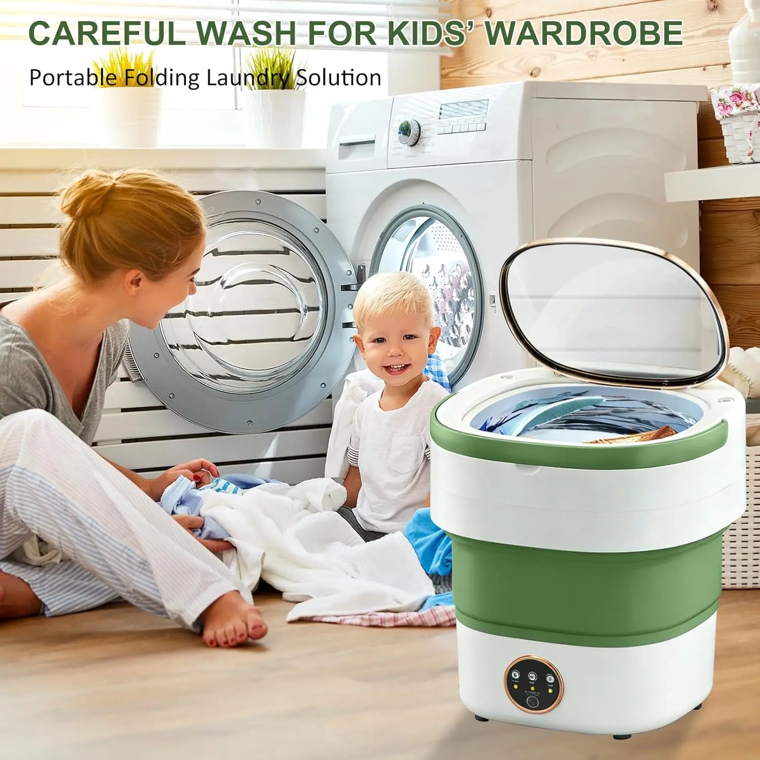 Portable Washing Machine 20L Foldable with Spin Basket, 3 Modes for Travel, Dorms, Camping - Ideal for Baby Clothes
