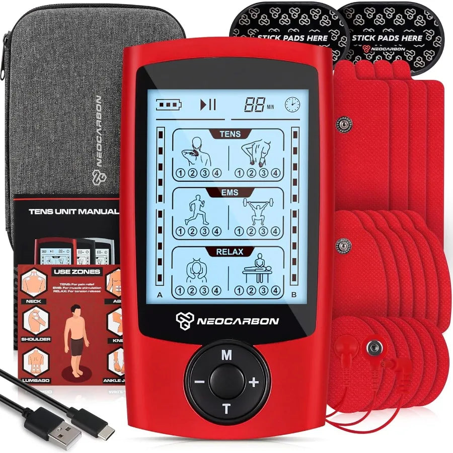TENS Unit Muscle Stimulator EMS Massager Machine for Shoulder Neck Sciatica and Back Pain Relief Electronic Pulse Massage Physi