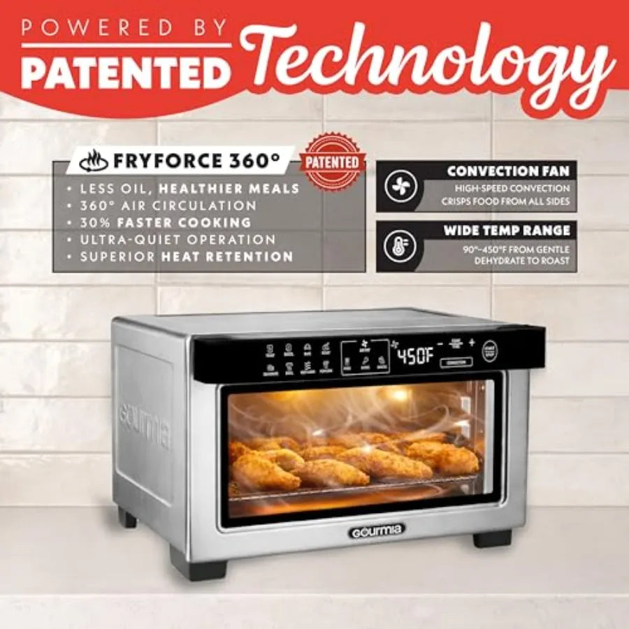 Digital Air Fryer Toaster Oven with Convection Mode 4 Slice Capacity 3 Rack Positions 12 Presets Toast Bagel Bake Roast Broil D