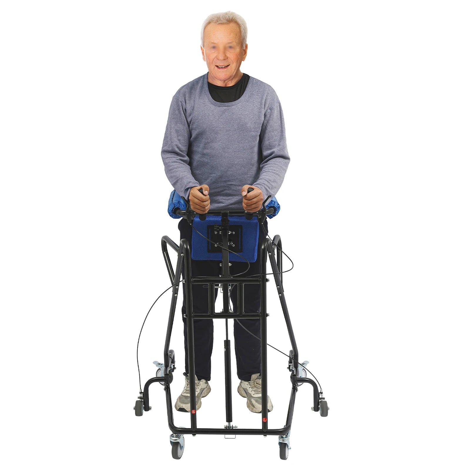 38.58-53.54inch Adjustable Height Standing Aid 8 Wheels Standing Aid for Senior and Stroke Rehabilitation Training Equipment
