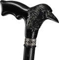 Handmade Wooden Carved Walking Cane for Men and Women - Raven Design Gothic Style Walking Stick