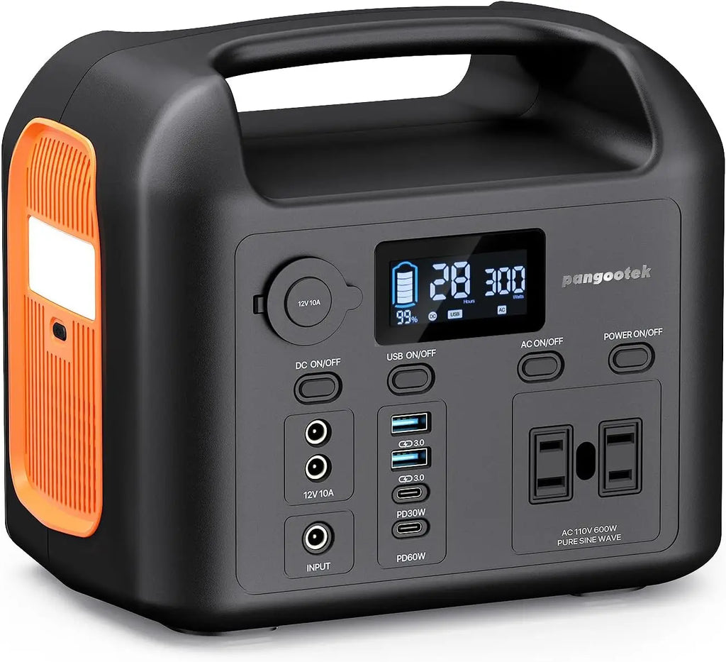 600W Portable Power Station 299Wh LiFePO4 Solar Generator Pure Sine Wave AC Outlets Backup for Camping