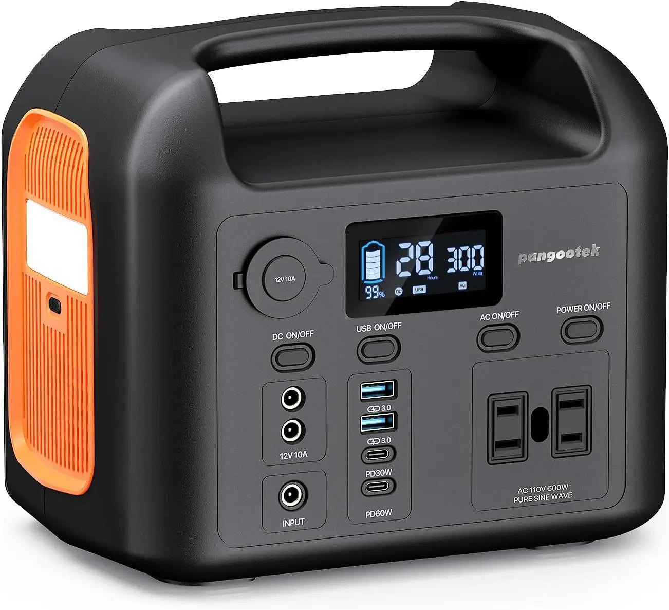 600W Portable Power Station 299Wh LiFePO4 Solar Generator Pure Sine Wave AC Outlets Backup for Camping