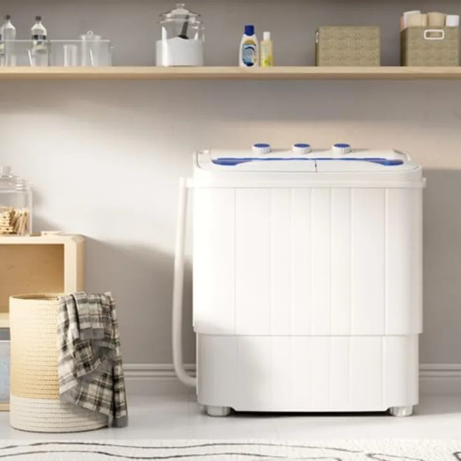 Portable Washing Machine 16lbs Mini Compact Twin Tub Laundry Washer Spinner Combo for Home rtment Dorms RV Blue