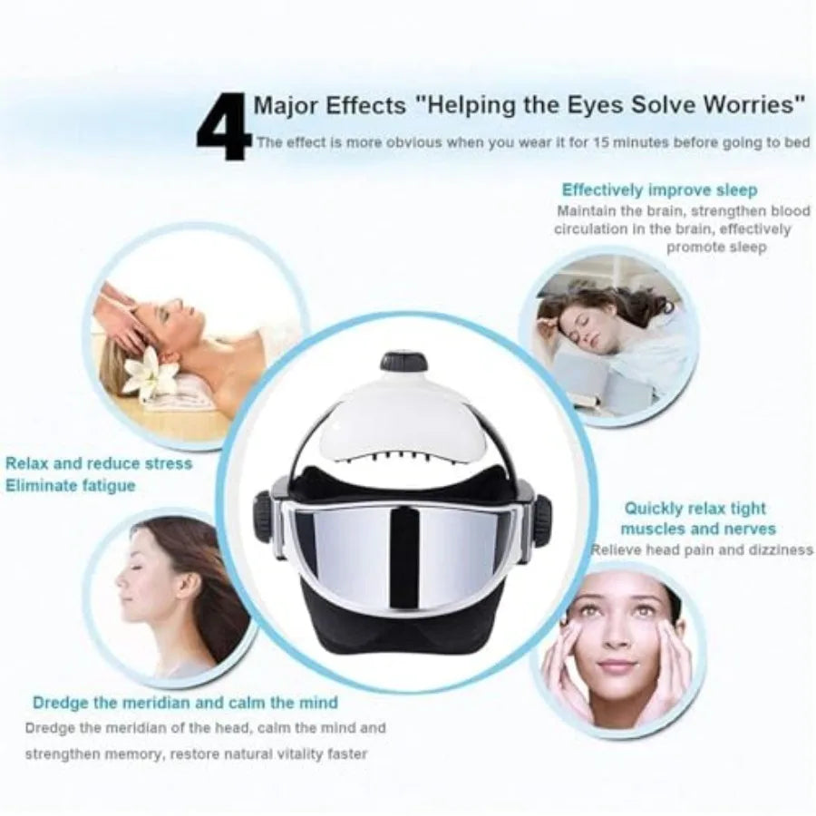 Electric Head Massager Helmet Cap with Air Compression for Eye Head Vibration Massage Relax Brain Acupuncture Points Stress Rel