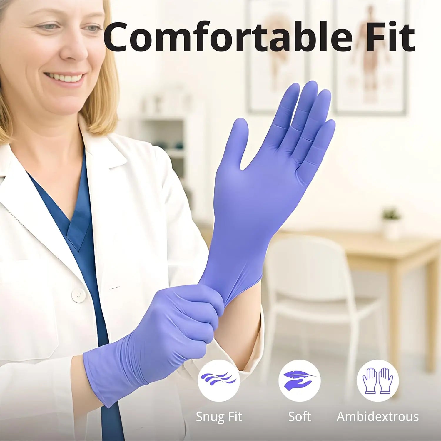 Disposable Nitrile Exam Gloves, 3-mil, XS, Case of 1000, Violet Nitrile Gloves Disposable Latex Free