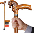 Elegant Hand-Carved Horse Head Wooden Walking Cane for Men and Women, Light Stable High-end Cane Suitable for Gift Giving