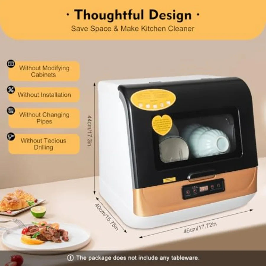 Portable Countertop Dishwasher 4 Washing Programs Mini Dishwasher 360 Rotating Spray Dish Washing Machine for Home rtments RV V