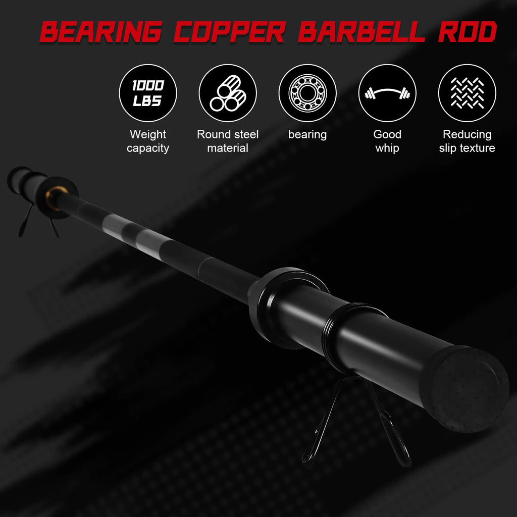 2.2m Gym Barbell Connector with 2 Spring Collars Universal Strength Training Bars for Squats Bench Press Deadlifts