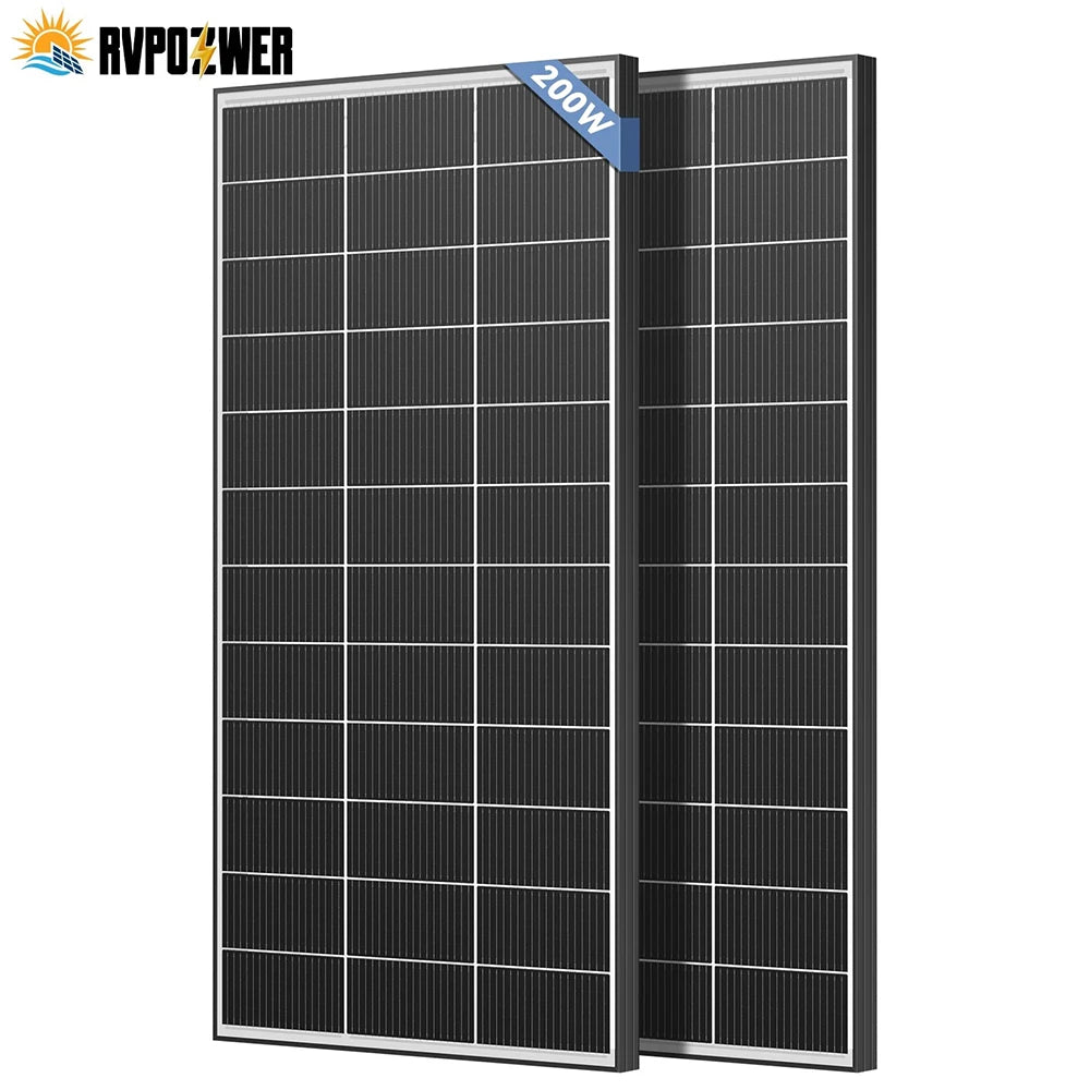 RVPOZWER 200W/400W/800W Bifacial Solar Panel 18BB N-Type Mono Cells High-Efficiency PV Power for Home Rooftop Off-Grid Outdoor